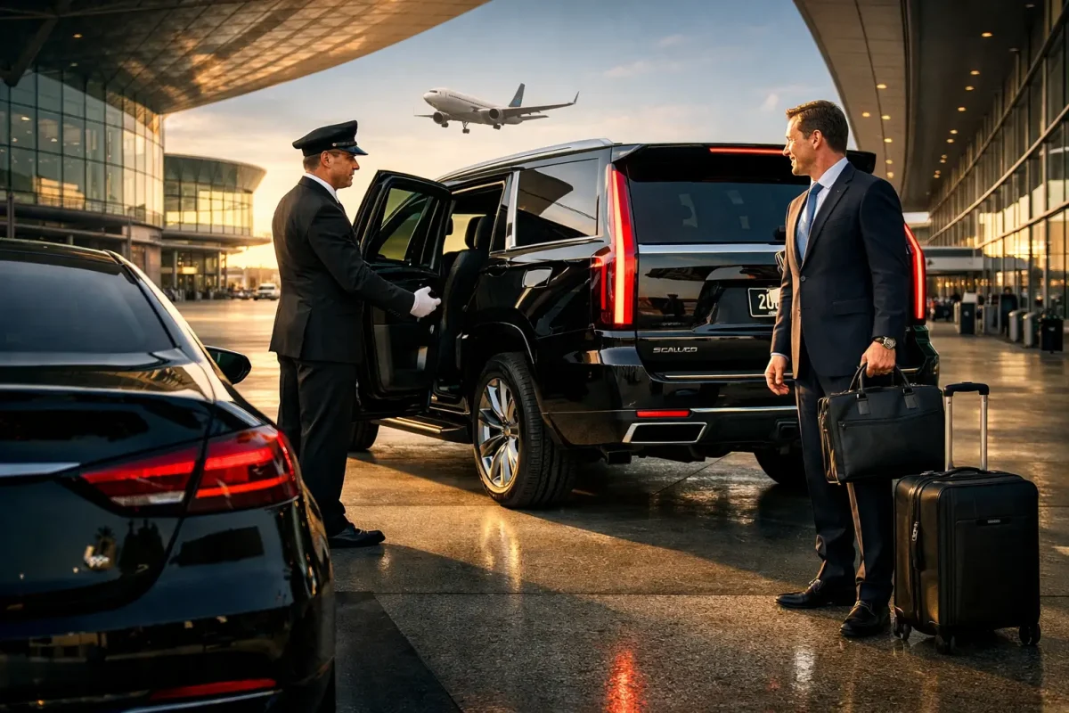 Point to point chauffeur service with luxury car and professional driver